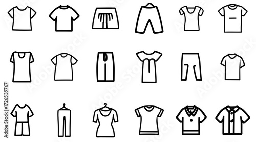  clothes outline icon set