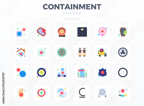 A versatile set of 24 Minimal Flat PIXEL perfect vector icons focused on Containment, delivered in crisp 128x128 format ideal for mobile and web applications.