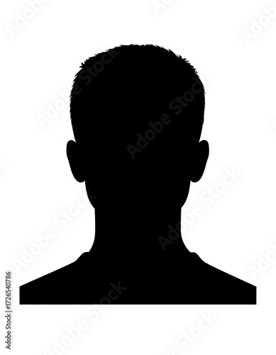 A simple black silhouette of a person's head and shoulders