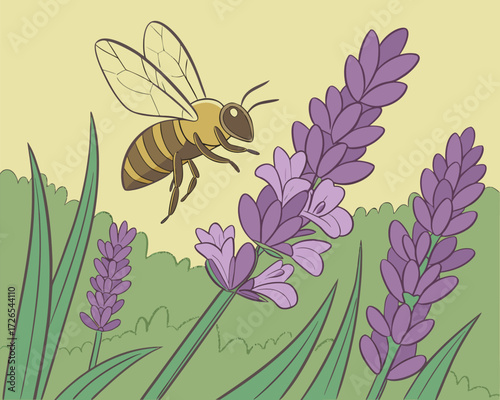 Honey bumblebee on a pink flower in a summer garden with a close-up view of yellow pollen and wings