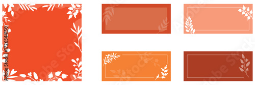 Hand drawn autumn leaf frames, empty backgrounds