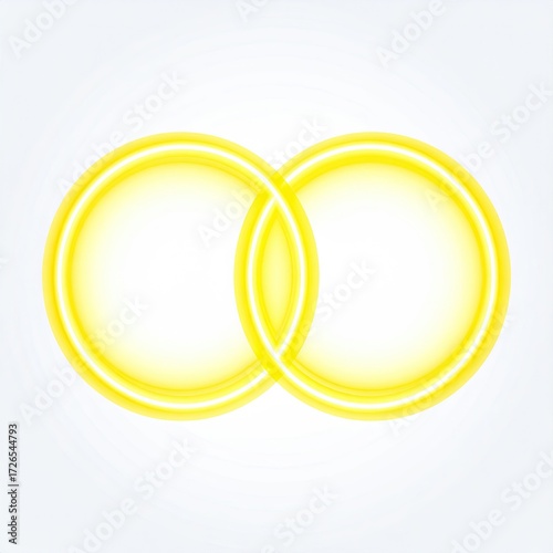 Two linked, luminous yellow rings