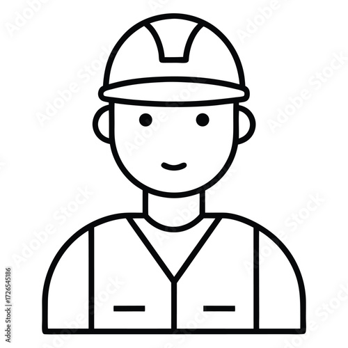 Construction Worker Avatar Line Icon Vector Illustration