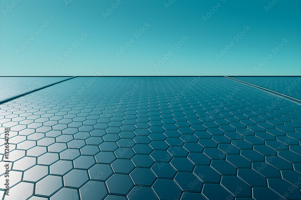 Naklejka premium Futuristic green energy composition with solar hexagons