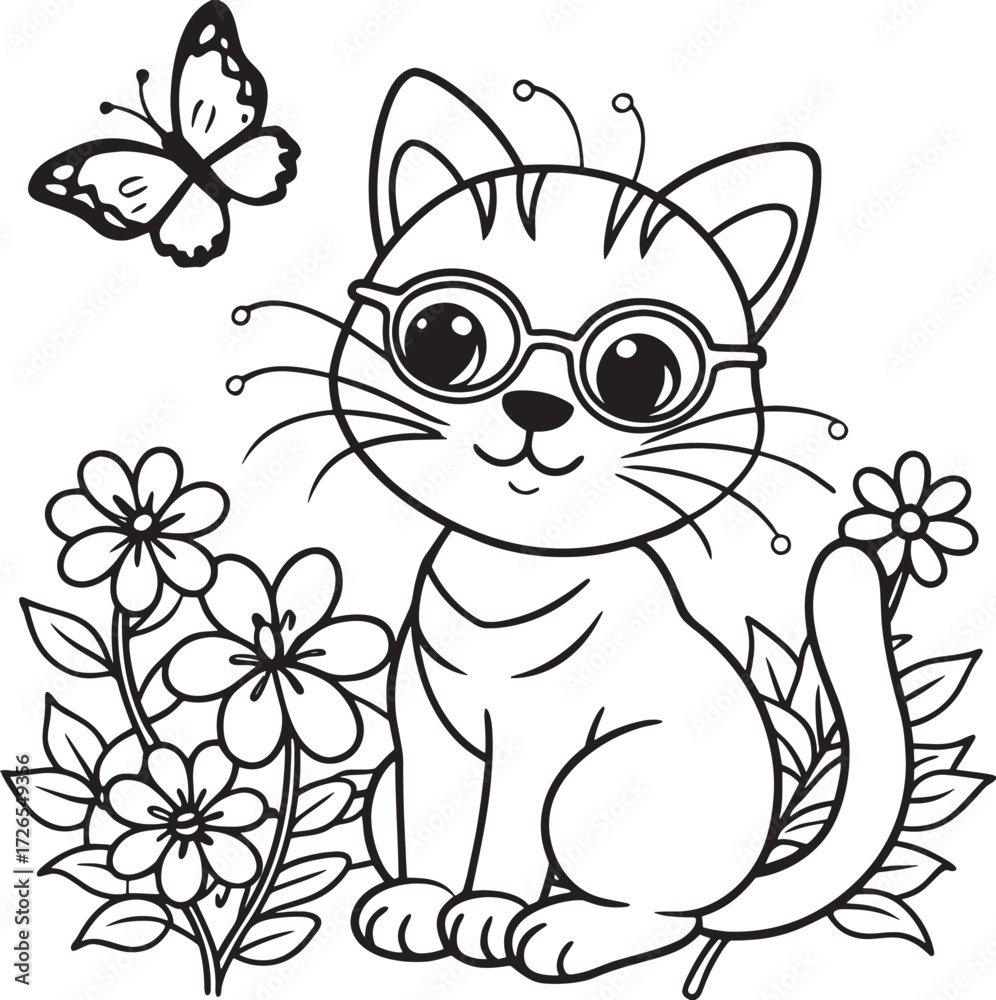 Obraz premium Charming Kitten Coloring Illustration