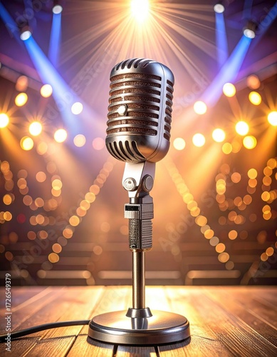 Retro microphone on stage