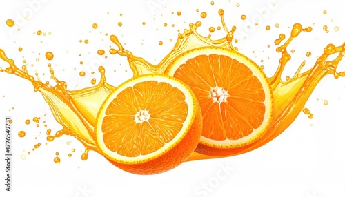 Orange slices with juice splash