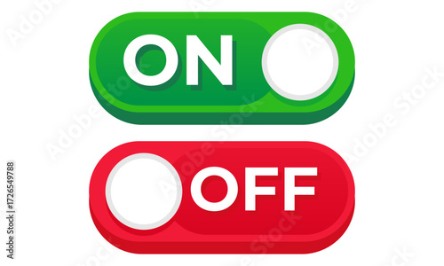Green power on and red off circular buttons for UI controls