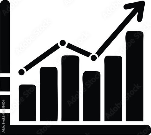 A bar chart shows an increase with its arrow pointing upwards graphically