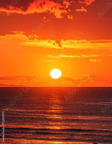 Fiery sunset over the ocean (1)