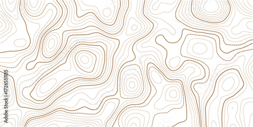 The topo contour or wallpaper. Mountain trail terrain or path. Vector illustration. Topographic gold luxury map background. Geographic abstract pattern.