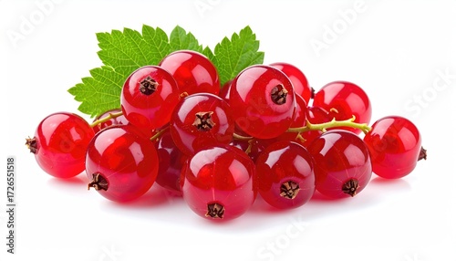 Cluster of red currants with leaves