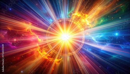 Abstract cosmic explosion radiating light