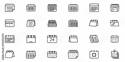 Modern and versatile calendar icons collection for planning, scheduling, and business organization needs, offering diverse styles