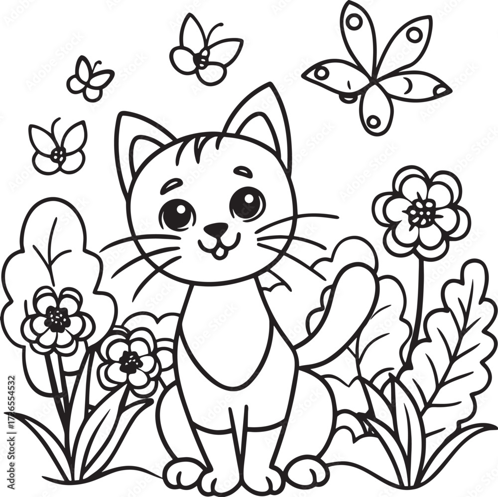 Fototapeta premium Magical Kitten in Garden