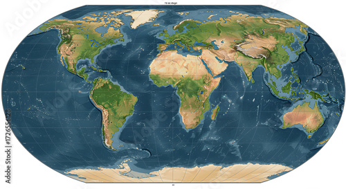 Detailed world map showing continents oceans and antarctica