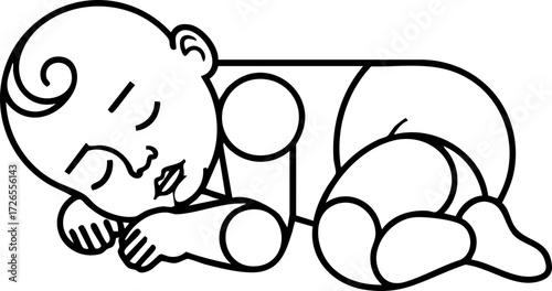 Slika na platnu Adorable sleeping baby in peaceful slumber, conveying innocence and tranquility, perfect for nursery decor and family themes