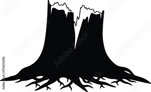 Vector Decayed tree stump silhouette forest nature Illustrator