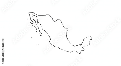 Outline map of mexico on a white background