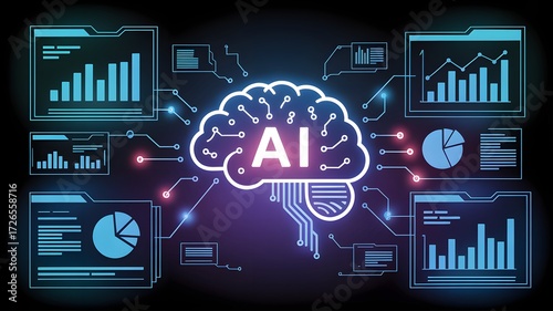 Explore cutting-edge AI technology with this brain-inspired design showcasing data analysis and digital transformation insights for innovative solutions