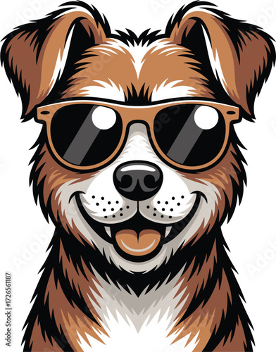 Cool australian shepherd dog wearing sunglasses a happy and stylish portrait