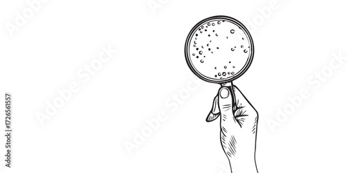 Minimalist line art illustration of two hands holding a hot drink cup, top view perspective with foam and bubbles. Perfect for coffee shop branding, tea and beverage design, product mockups