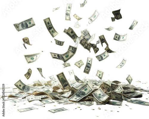 Money Rain of Hundred Dollar Banknotes – Transparent PNG