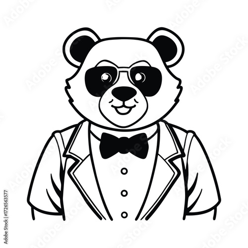 Panda wearing sunglasses and suit animal cartoon