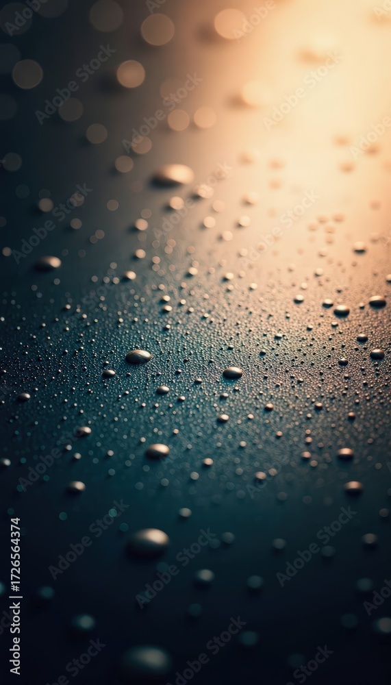 Obraz premium Water Droplets on Surface Abstract Background