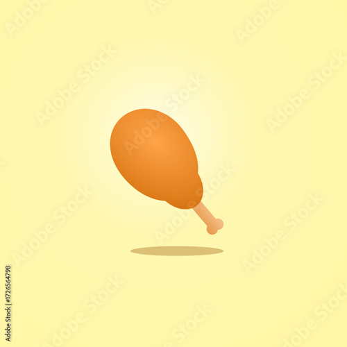 Chicken thighs vector isolated on yellow background.