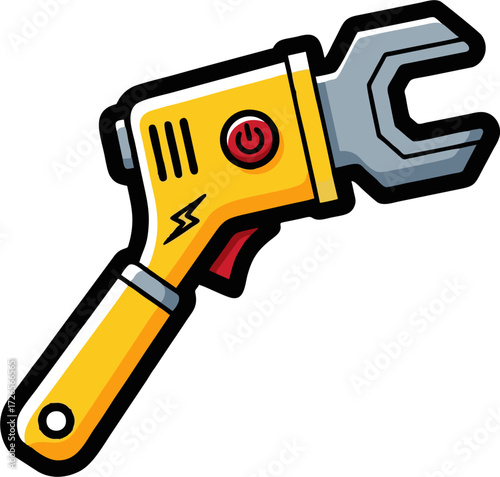 Cartoon Illustration of a Colorful Electric Wrench Tool
