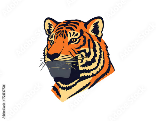 Royal Bengal tiger wearing an oxygen mask, wildlife conservation concept, endangered species awareness illustration