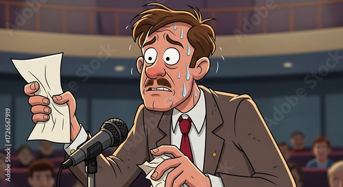 Anxious Speaker Cartoon.
