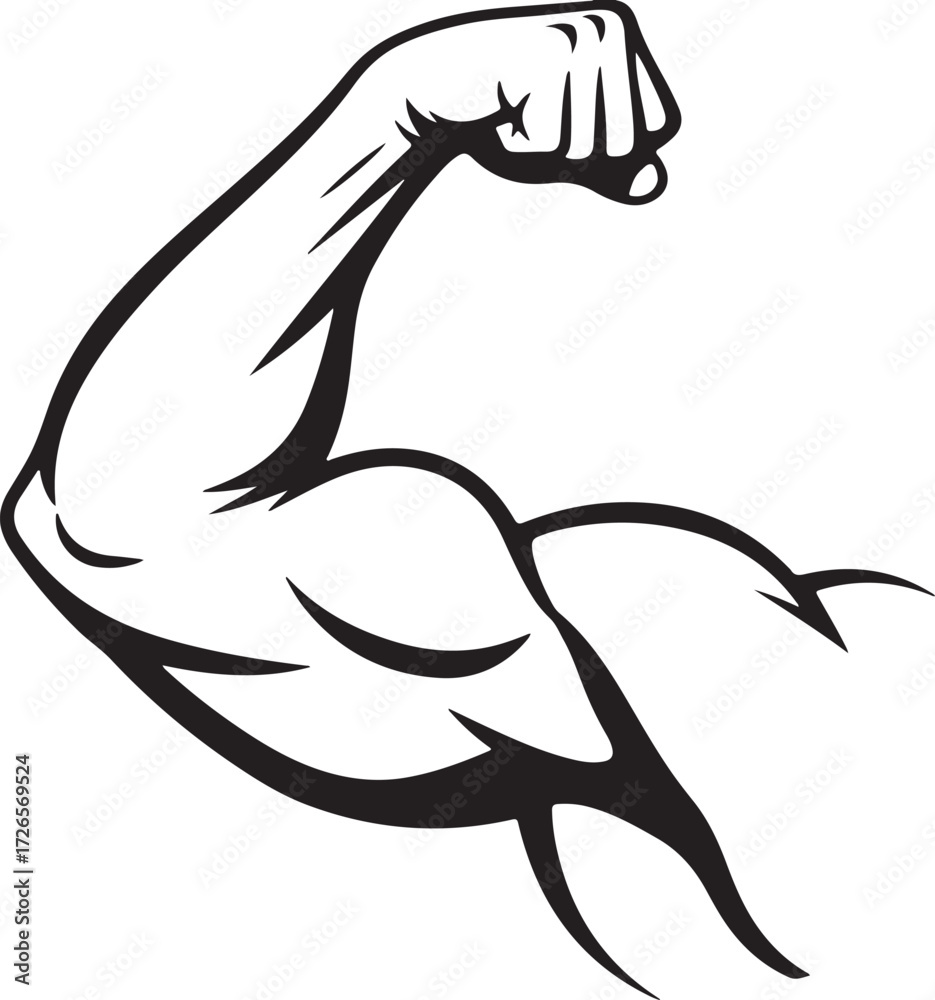 Fototapeta premium Bold Flexed Bicep & Arm Muscle Vector Graphic