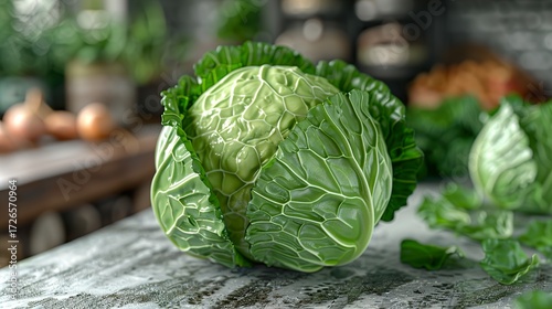 Green cabbage isolated on a clean white background for fresh vegetable concept