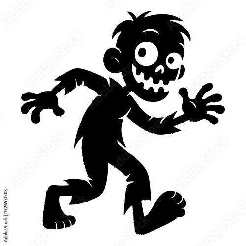 Halloween zombie character silhouette with playful expression