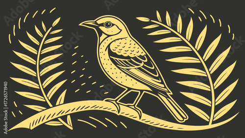 Retro Abstract Branding Composition with Black Riverbed Tones, Mossy Green Overlay, and Canary Yellow Details