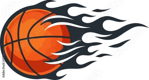 Vector illustration of vector art of basketball engulfed in flames