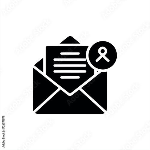 A simple black envelope mail icon representing email, messages, or contact. Ideal for standalone use in apps, websites, or print.
