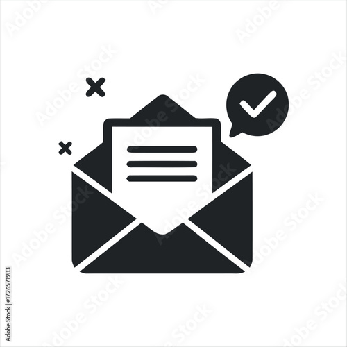 A simple black envelope mail icon representing email, messages, or contact. Ideal for standalone use in apps, websites, or print.