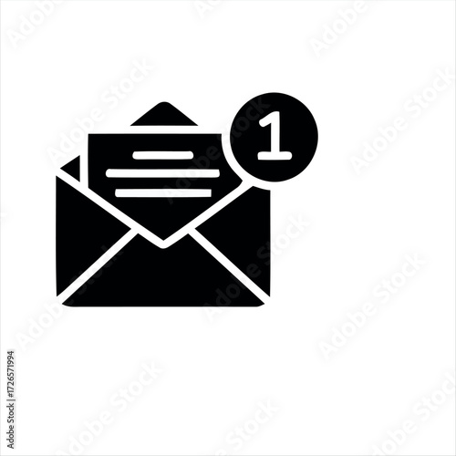 A simple black envelope mail icon representing email, messages, or contact. Ideal for standalone use in apps, websites, or print.