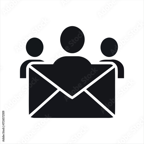 A simple black envelope mail icon representing email, messages, or contact. Ideal for standalone use in apps, websites, or print.