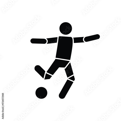 Vector illustration of vector art of soccer player kicking ball silhouette