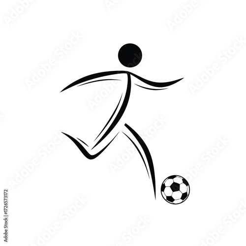 Vector illustration of vector art of stylized stick figure playing soccer