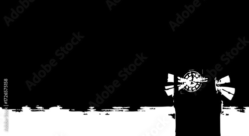 Foto Striking modern abstract design featuring a clock face with radiating elements, evoking speed, progress, and the passage of time