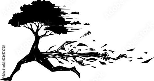 Fotografie Dynamic tree with human legs running, symbolizing growth, motion, and transforma