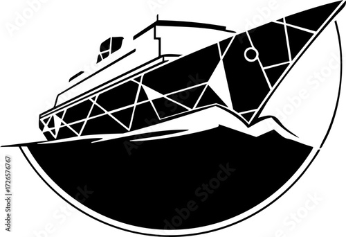 Foto Sleek modern cruise ship glides majestically through dynamic ocean waves creatin