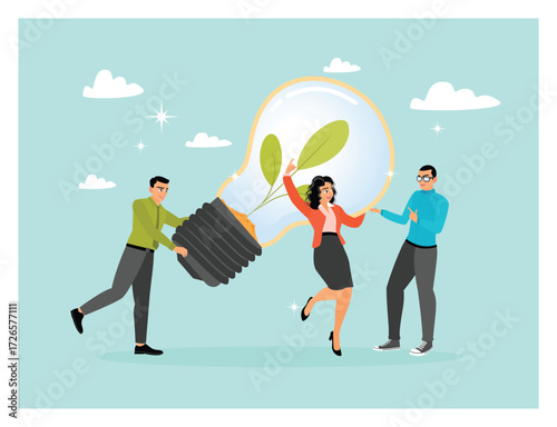 Green renewable power concept, reuse or recycle ecosystem.