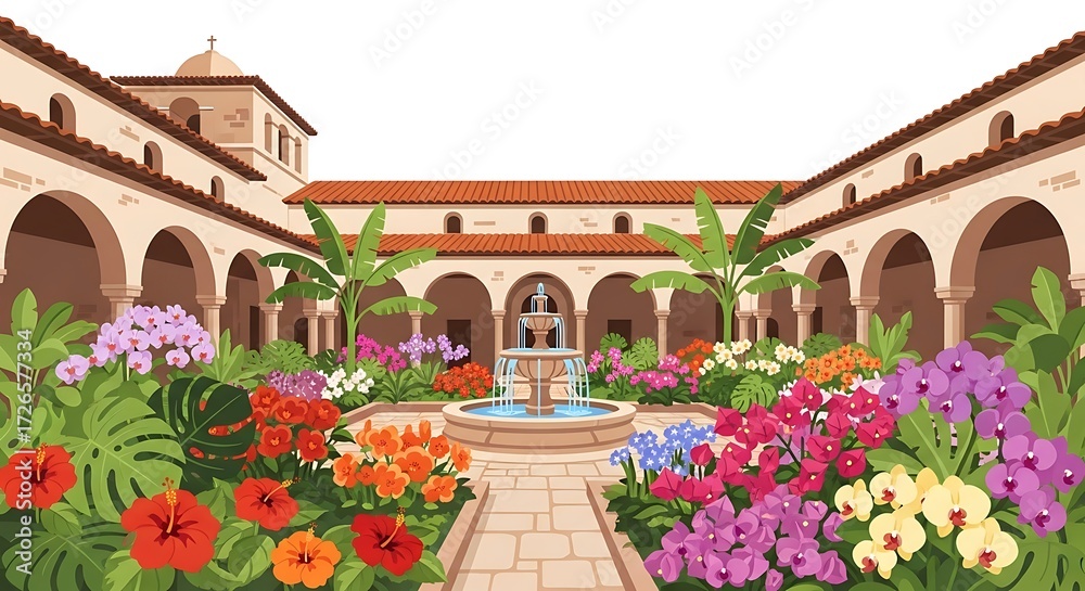 Obraz premium Courtyard Garden Oasis.