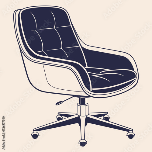 Illustration of a stylish office chair with a comfortable padded seat